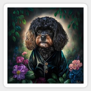 Cavoodle With Flowers Sticker